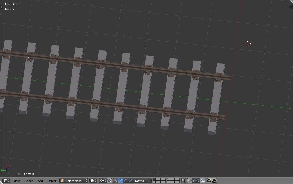 Railroad track - Railway track with concrete sleepers Low-poly 3D model_12