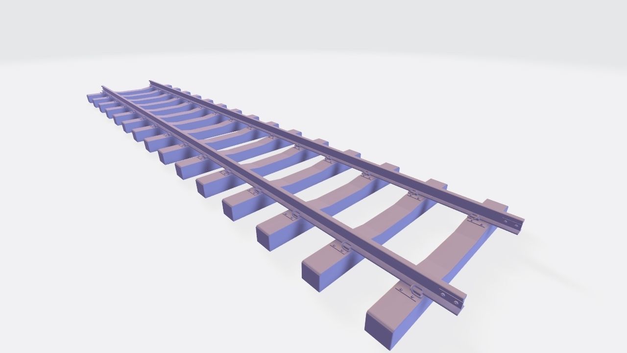 Railroad track - Railway track with concrete sleepers Low-poly 3D model_16
