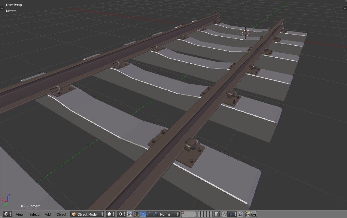 Railroad track - Railway track with concrete sleepers Low-poly 3D model_15