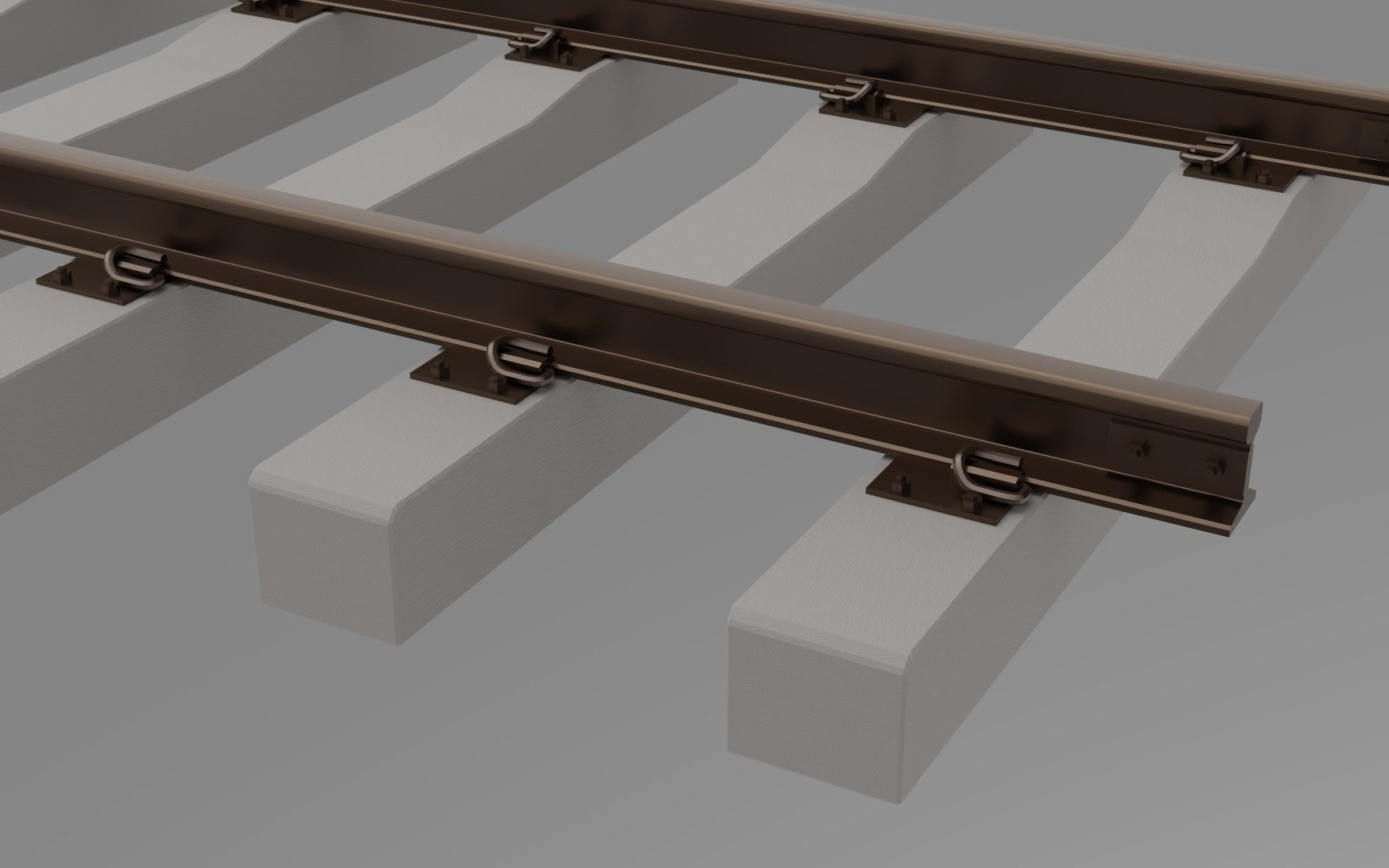 Railroad track - Railway track with concrete sleepers Low-poly 3D model_5