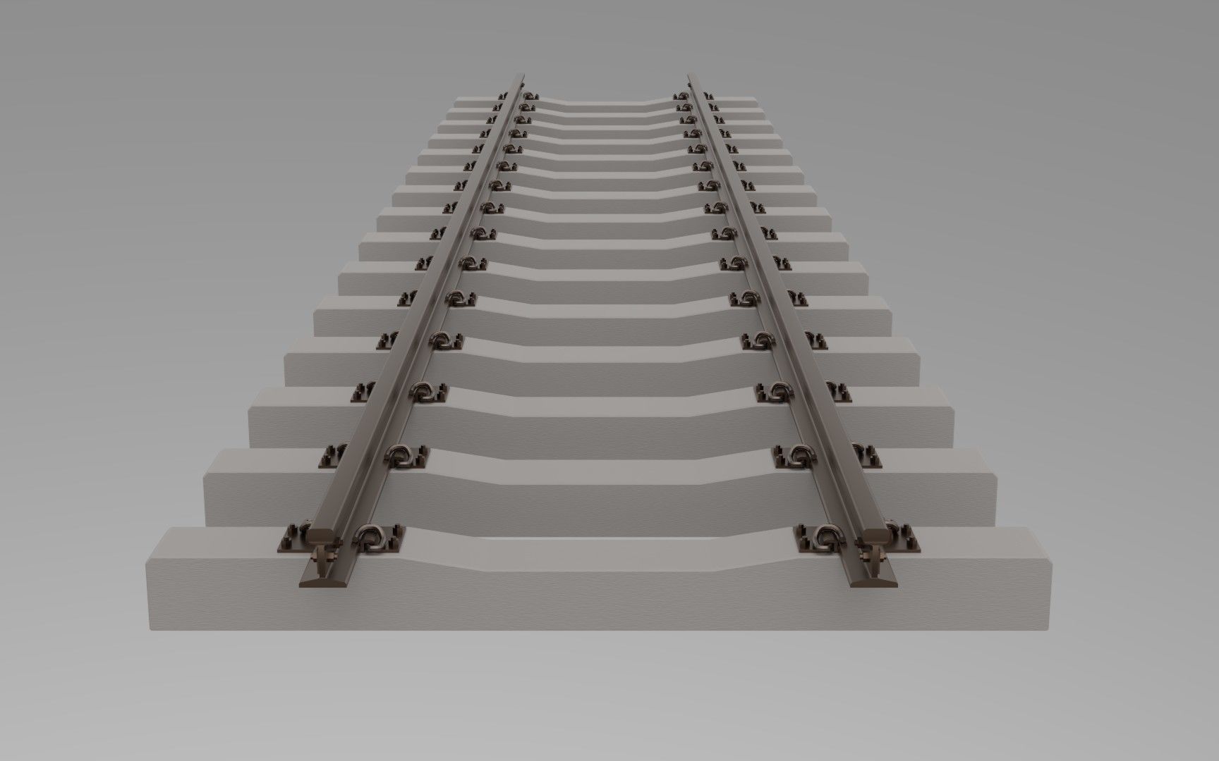 Railroad track - Railway track with concrete sleepers Low-poly 3D model_9