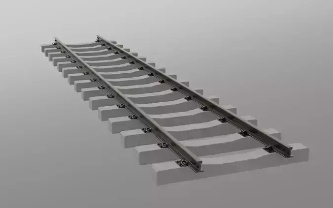 Railroad track - Railway track with concrete sleepers Low-poly 3D model
