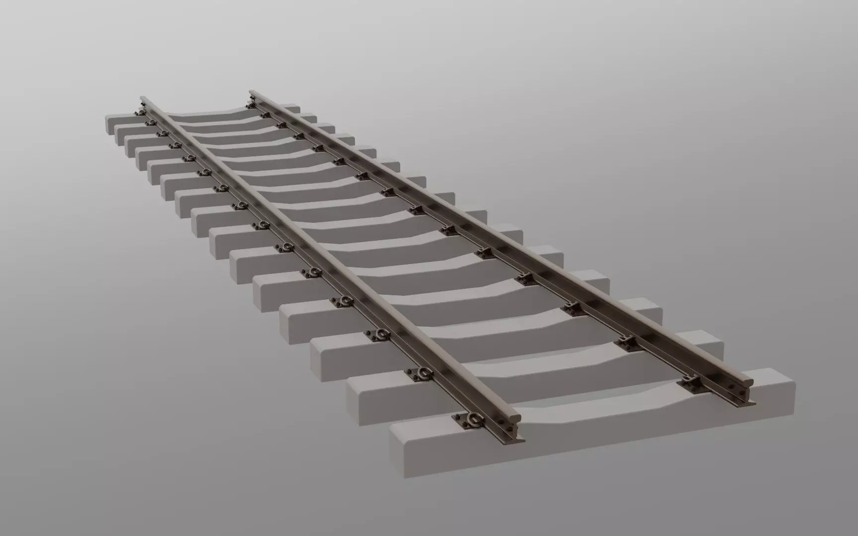 Railroad track - Railway track with concrete sleepers Low-poly 3D model_0
