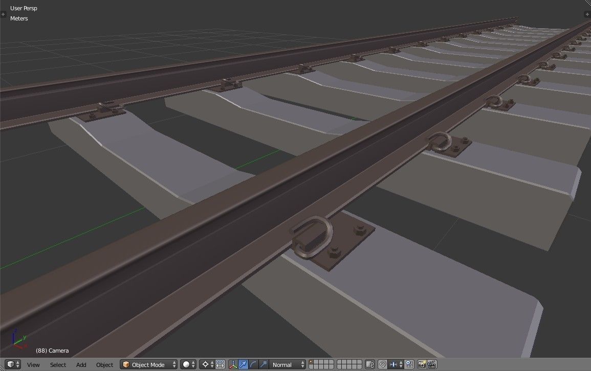 Railroad track - Railway track with concrete sleepers Low-poly 3D model_14
