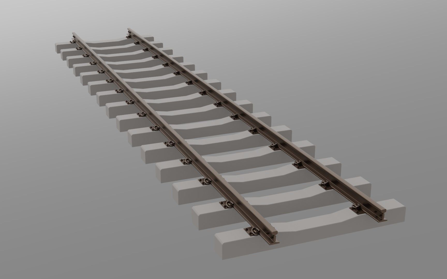 Railroad track - Railway track with concrete sleepers Low-poly 3D model_7