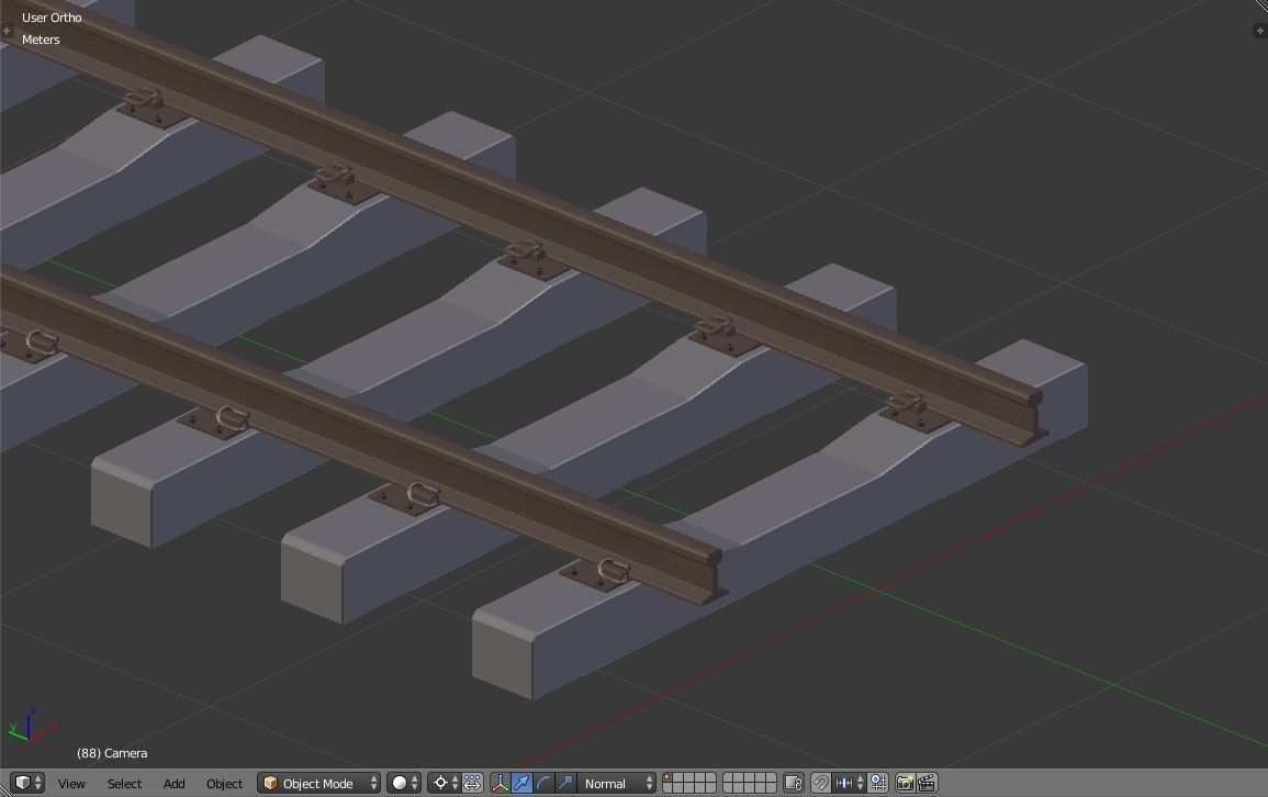 Railroad track - Railway track with concrete sleepers Low-poly 3D model_13