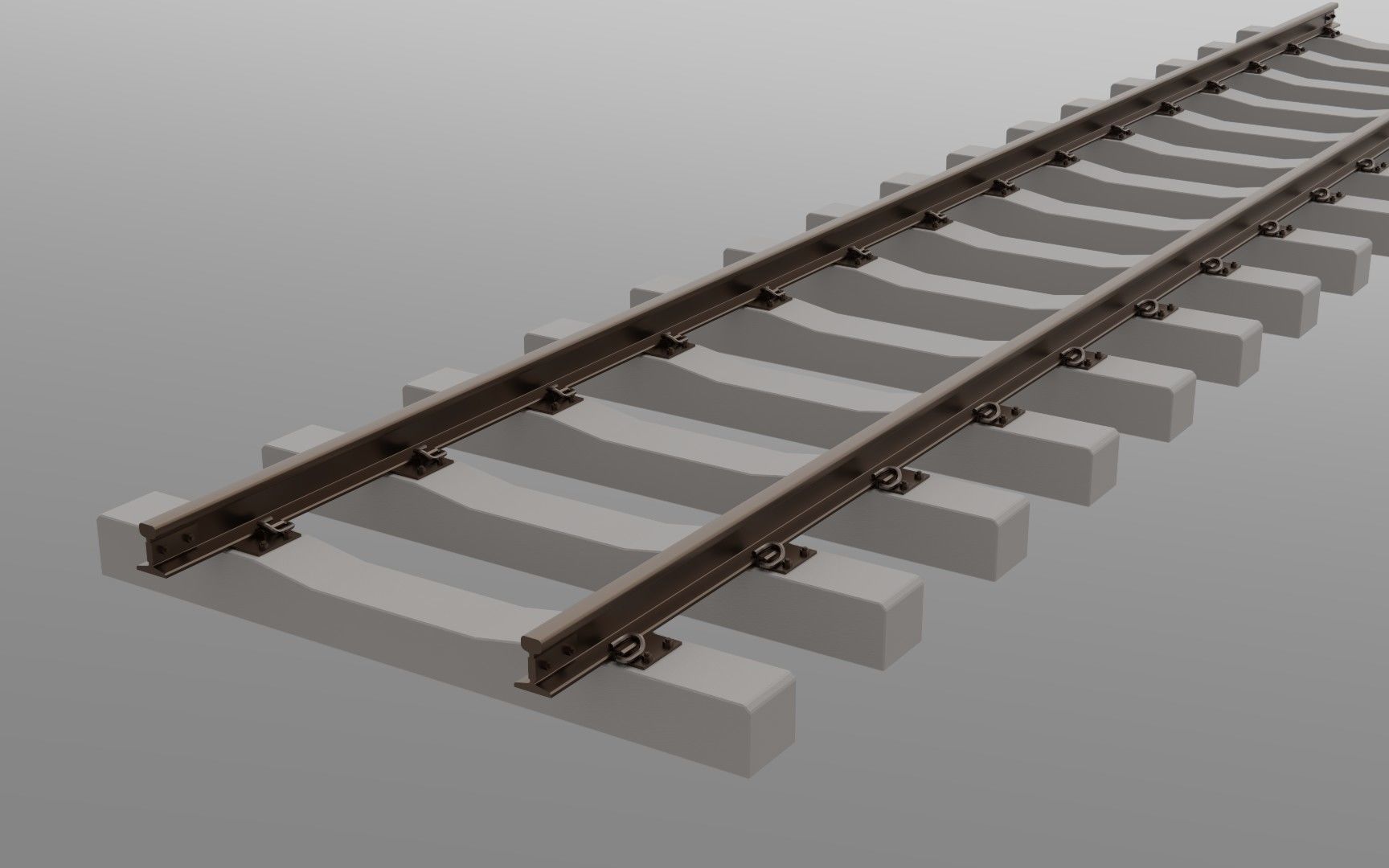 Railroad track - Railway track with concrete sleepers Low-poly 3D model_6
