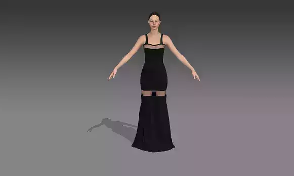 BLACK COLOR VUAL MATTE DRESS FISH TAIL SKIRT ELEGANCE LOOK