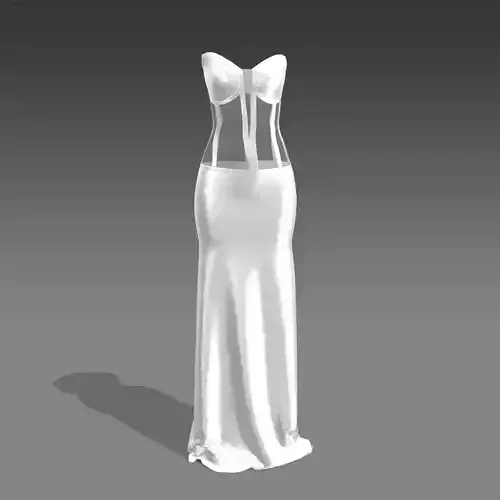 CORSET DRESS LONG COLOR WHITE SILK SATIN FABRIC MODERN LOOK