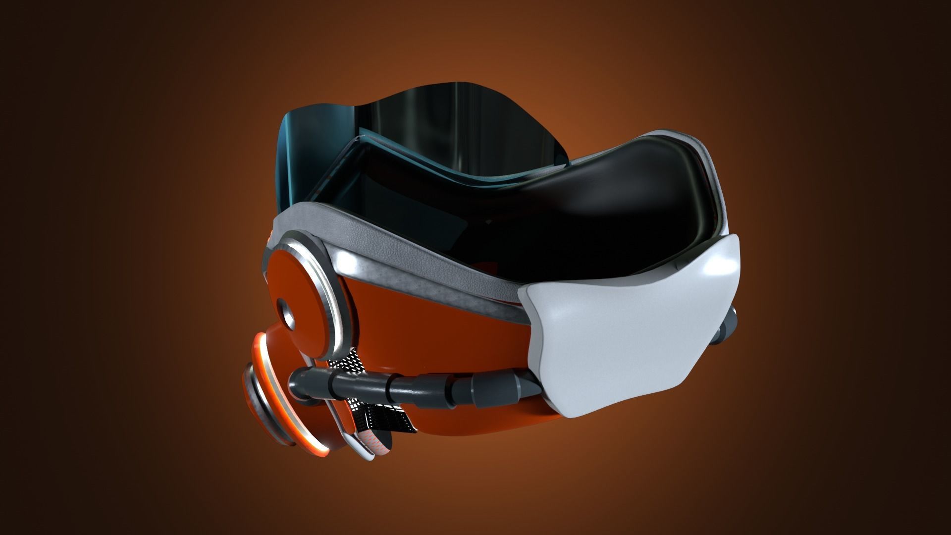 Sci-Fi Facemask Cyberpunk Model Low-poly 3D model_4