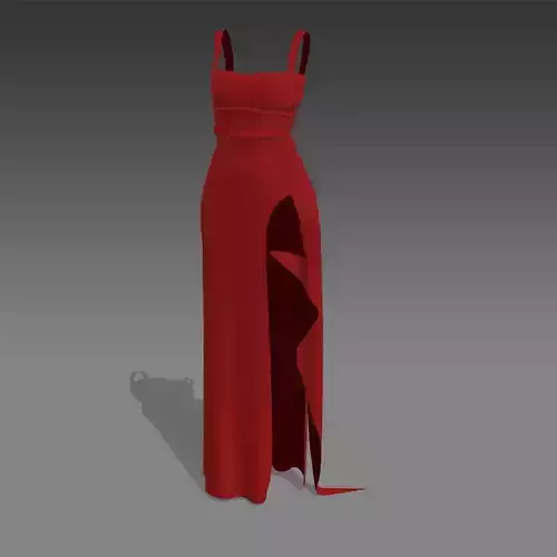 DRESS COLOR RED MATTE DRAPED LOOK SLIT SKIRT FASHION STYLE