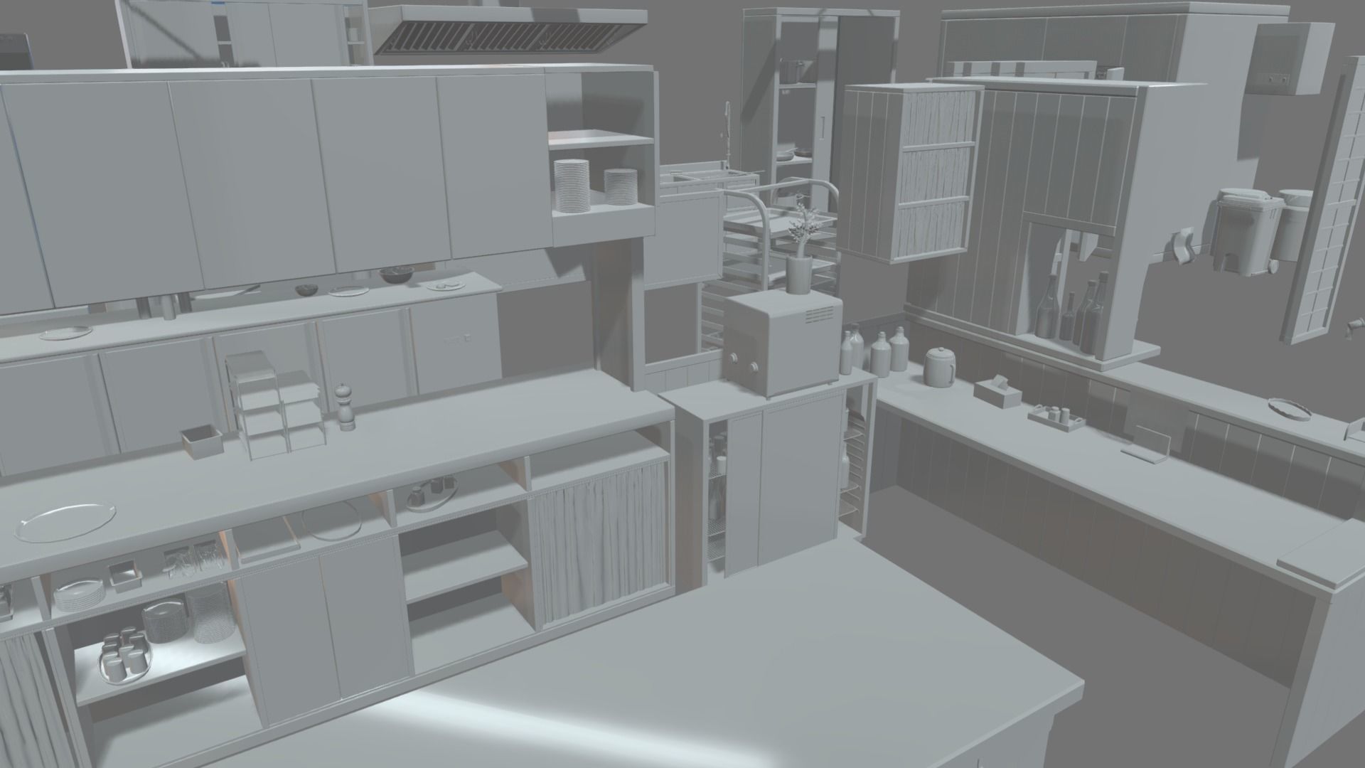 Asian Restaurant Low-poly 3D model_2