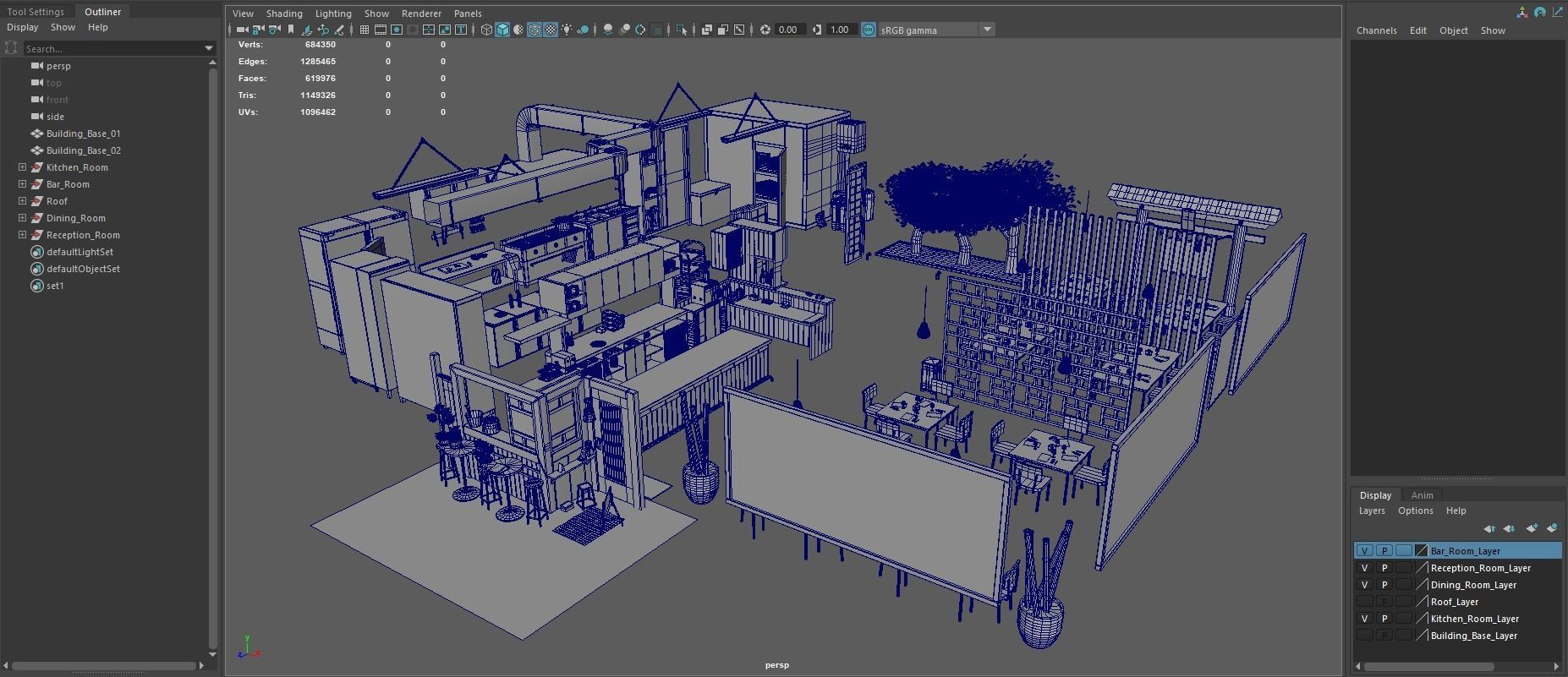 Asian Restaurant Low-poly 3D model_13