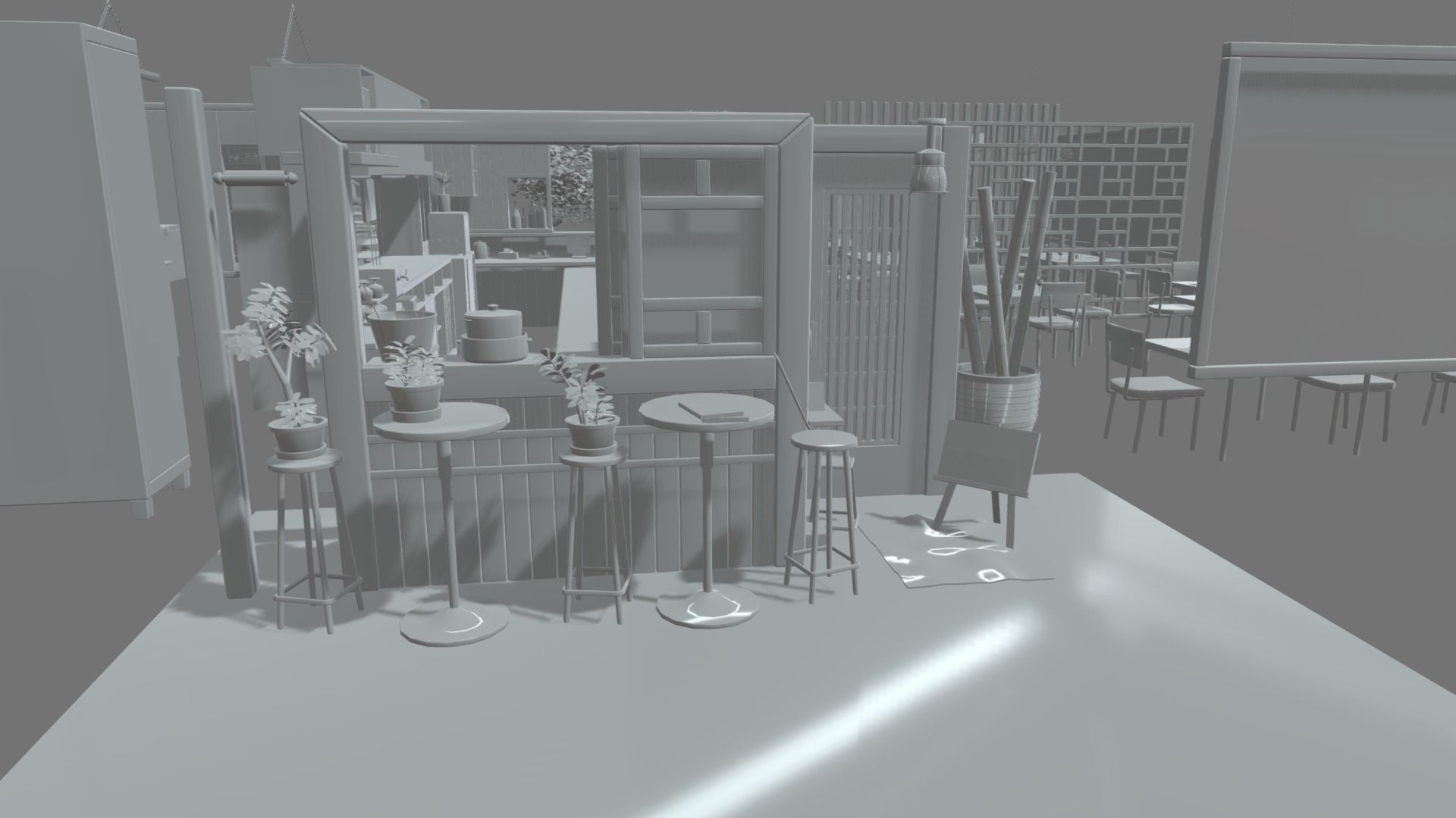 Asian Restaurant Low-poly 3D model_11