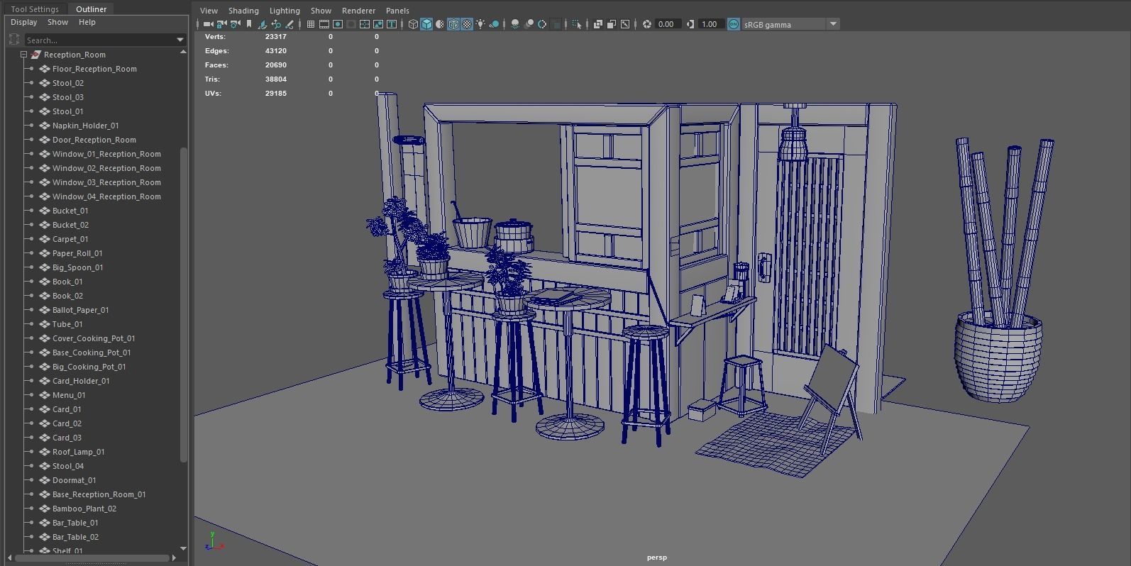 Asian Restaurant Low-poly 3D model_15