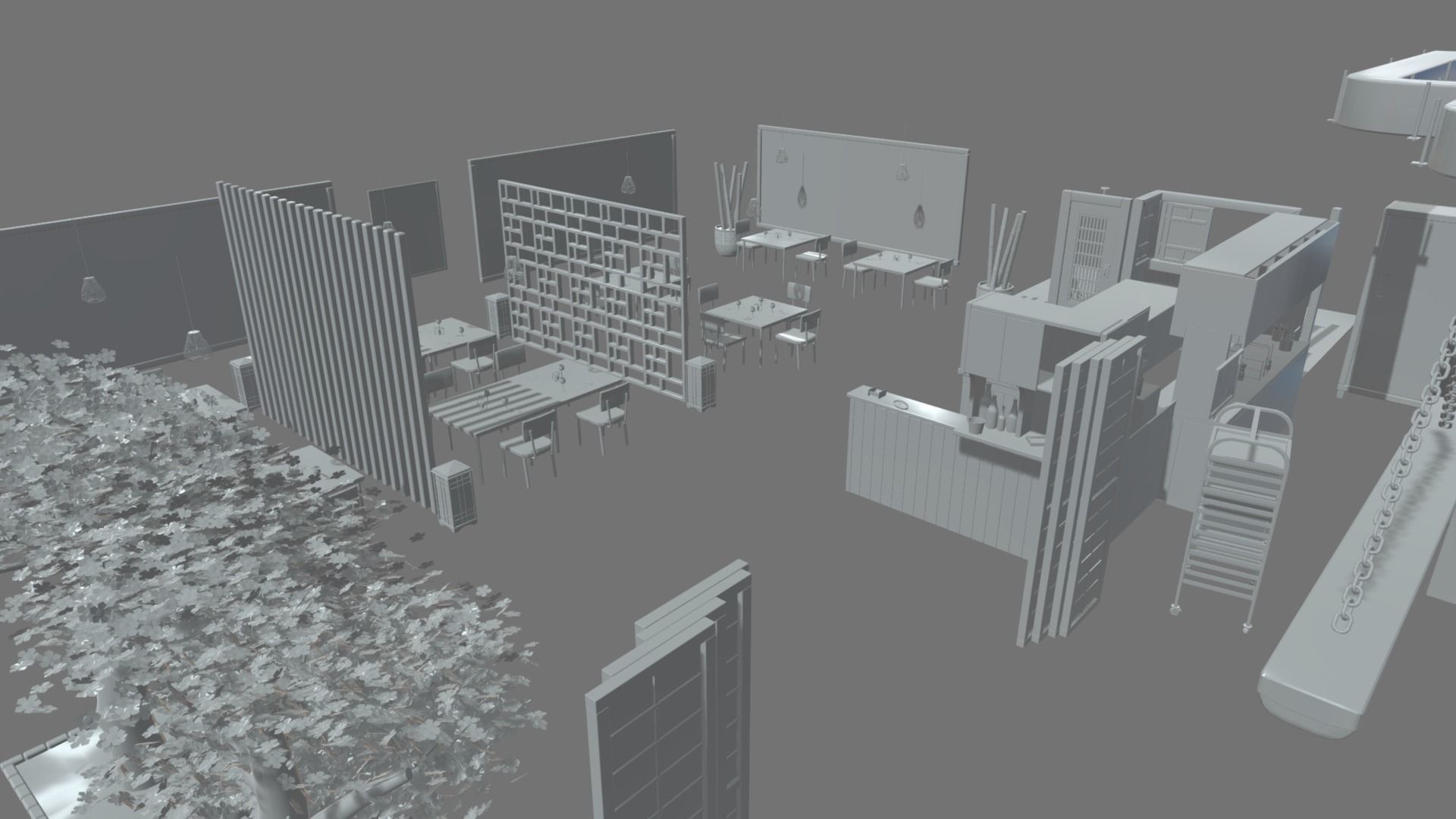 Asian Restaurant Low-poly 3D model_9