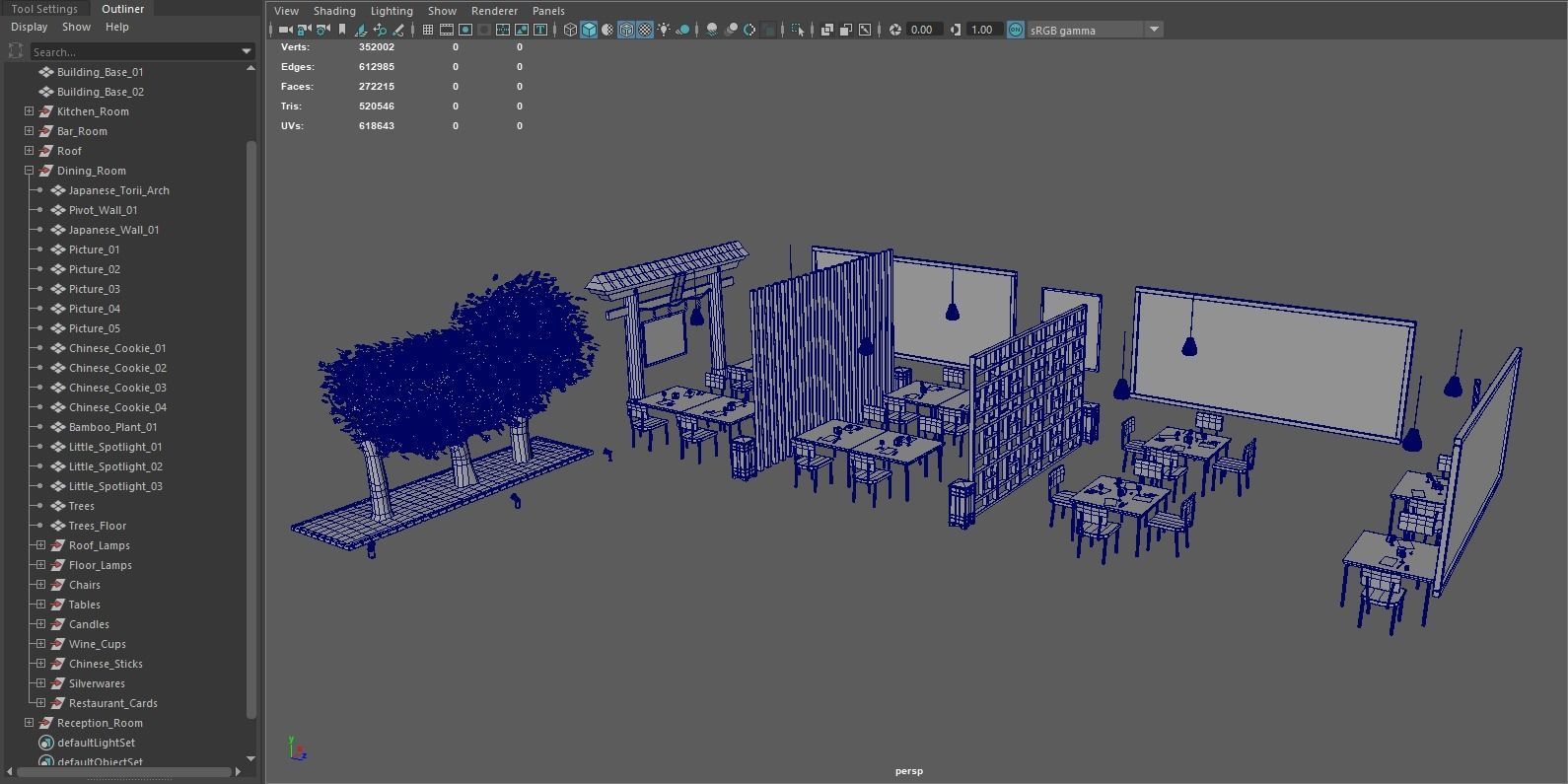 Asian Restaurant Low-poly 3D model_16