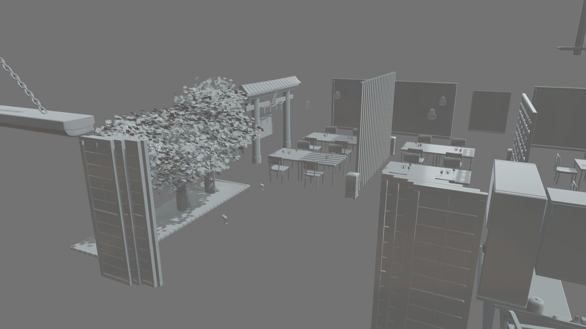 Asian Restaurant Low-poly 3D model_8