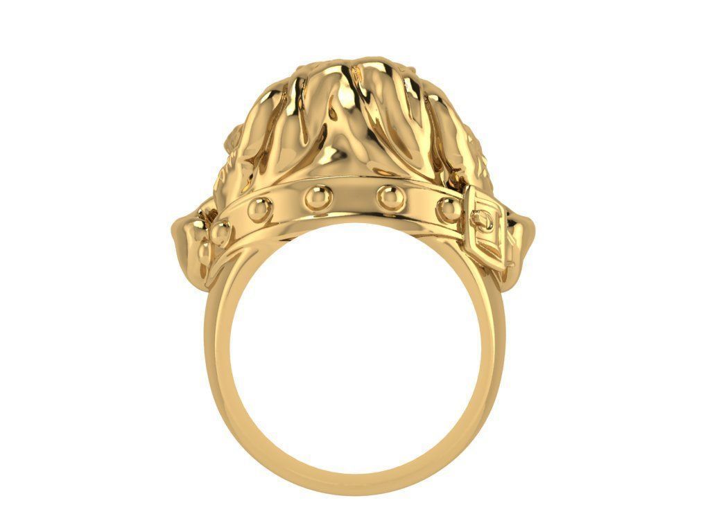 Ring172 bulldog head ring gold 3D print model_2