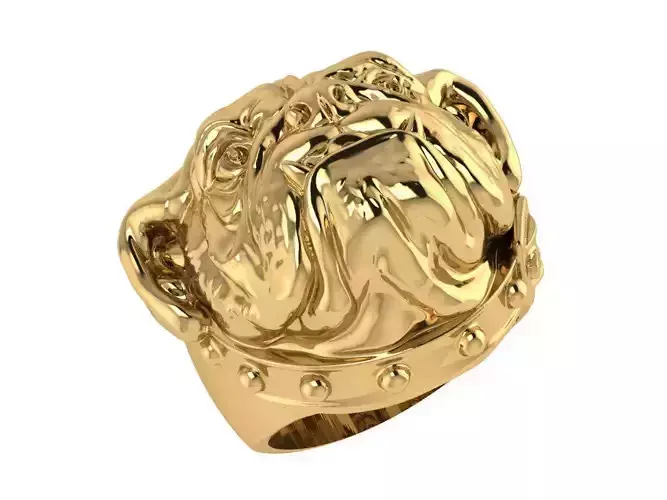 Ring172 bulldog head ring gold