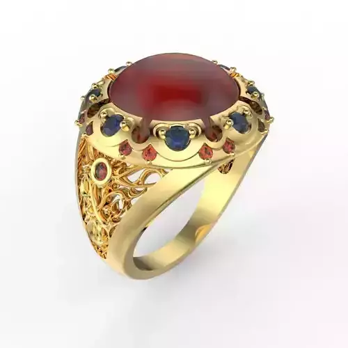 Cabochon Cut Amber Cats Eye Moonstone Gemstone Model 3D Printing