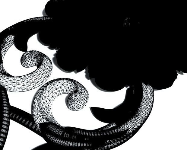 Cartouche-030 wood carving - ornate floral design 3D model_6