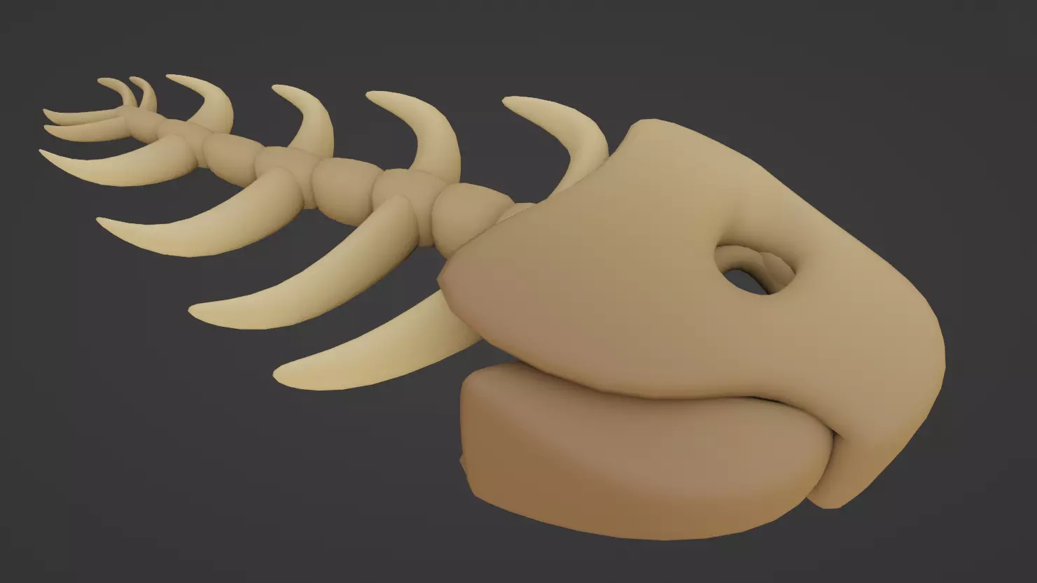 Cartoon Fish Spine 3D model