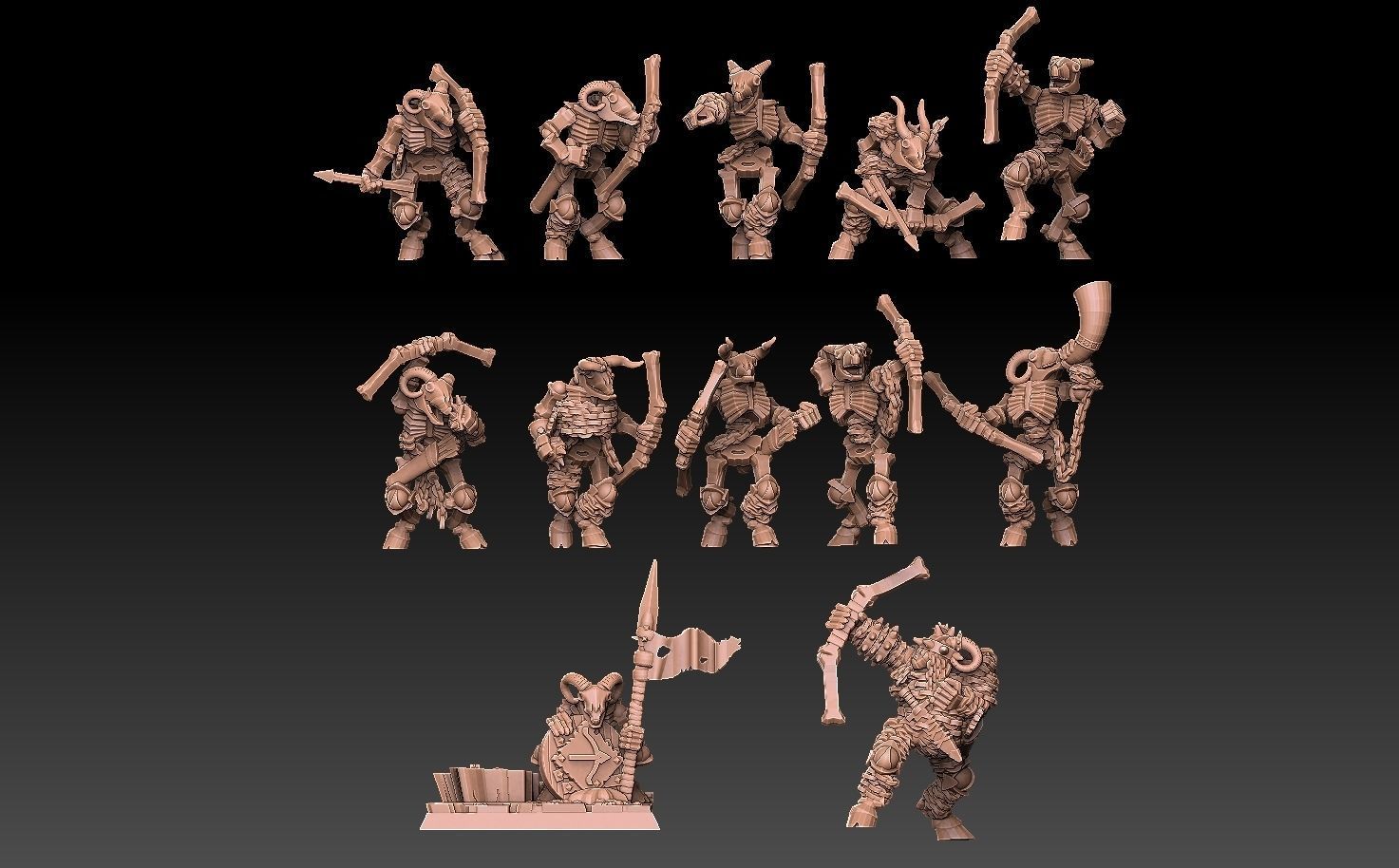 Undead Beastmen Light Bowmen 3D print model_3