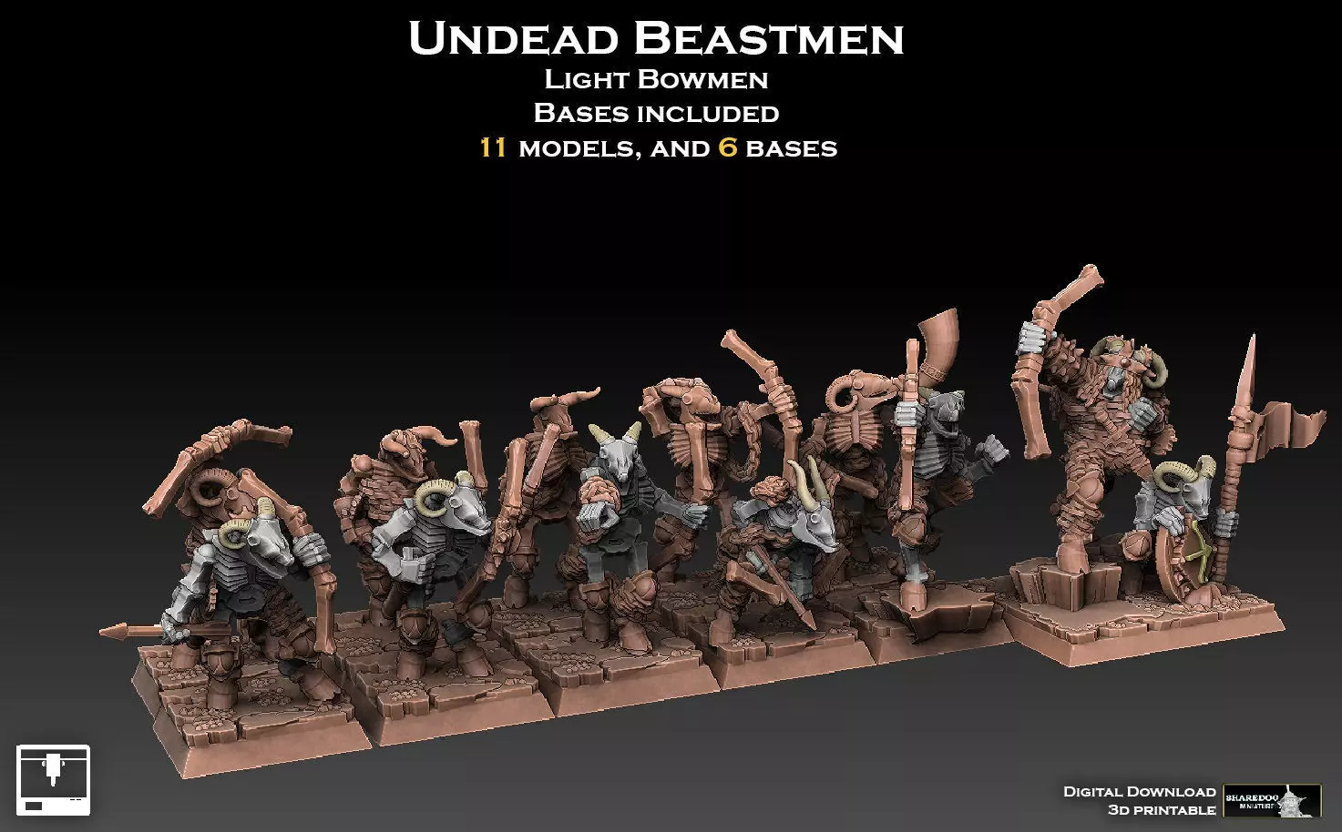 Undead Beastmen Light Bowmen 3D print model_0