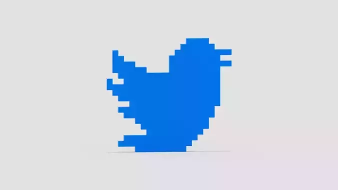 Pixel Blue Bird Symbol