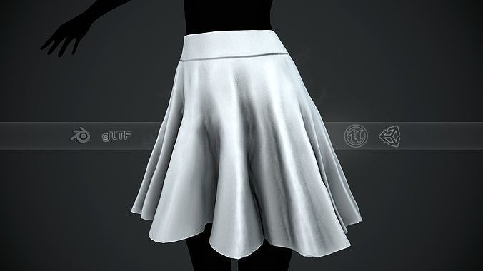 Female White Skirt Style 1  Low-poly 3D model