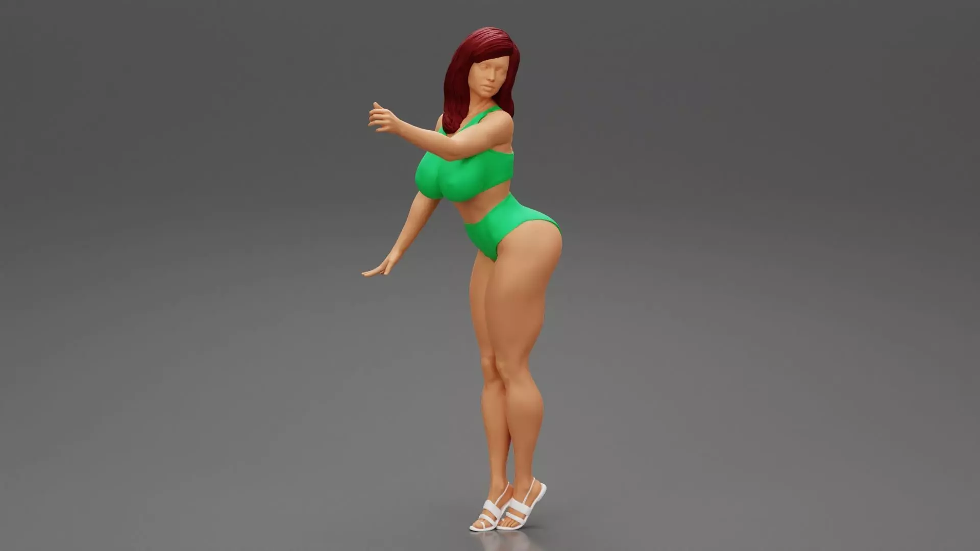 Brunette Woman Posing and Opening Window 3D print model