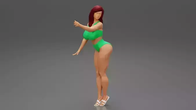 Sexy Brunette Woman Posing and Opening Window 3D print model