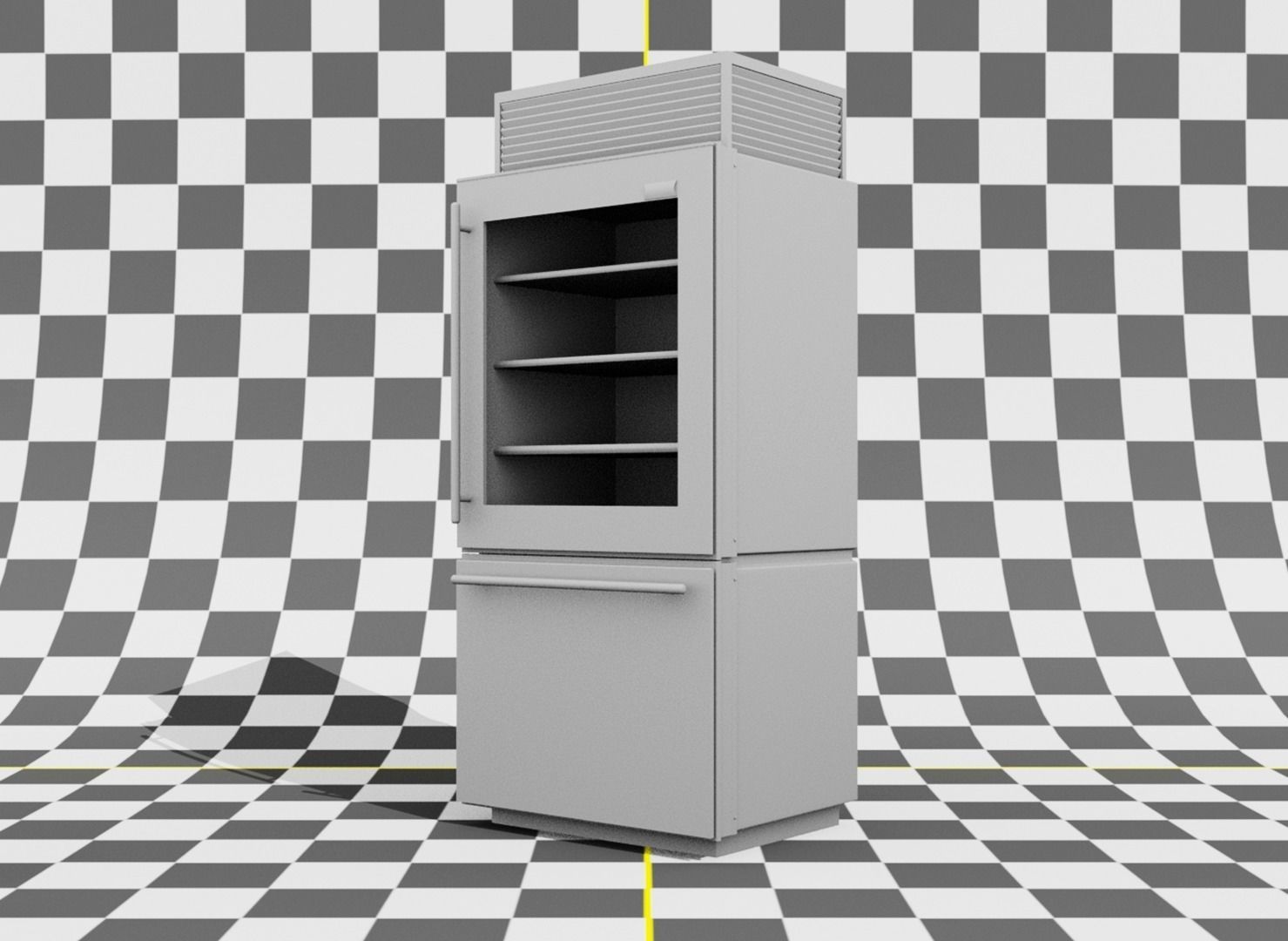 Metallic Refrigerator Low-poly 3D model_4