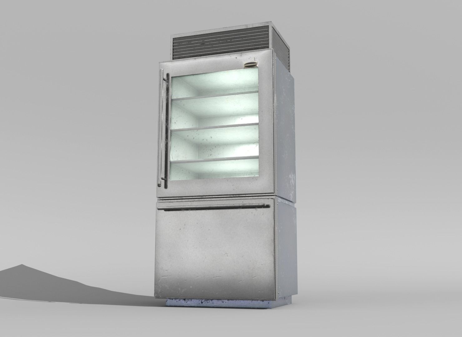 Metallic Refrigerator Low-poly 3D model_1