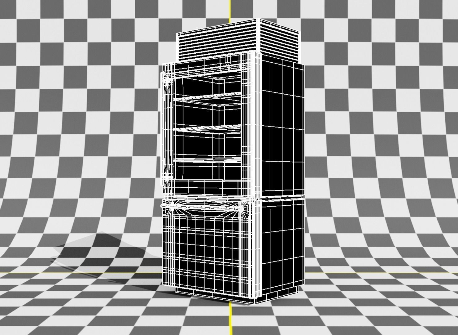 Metallic Refrigerator Low-poly 3D model_5