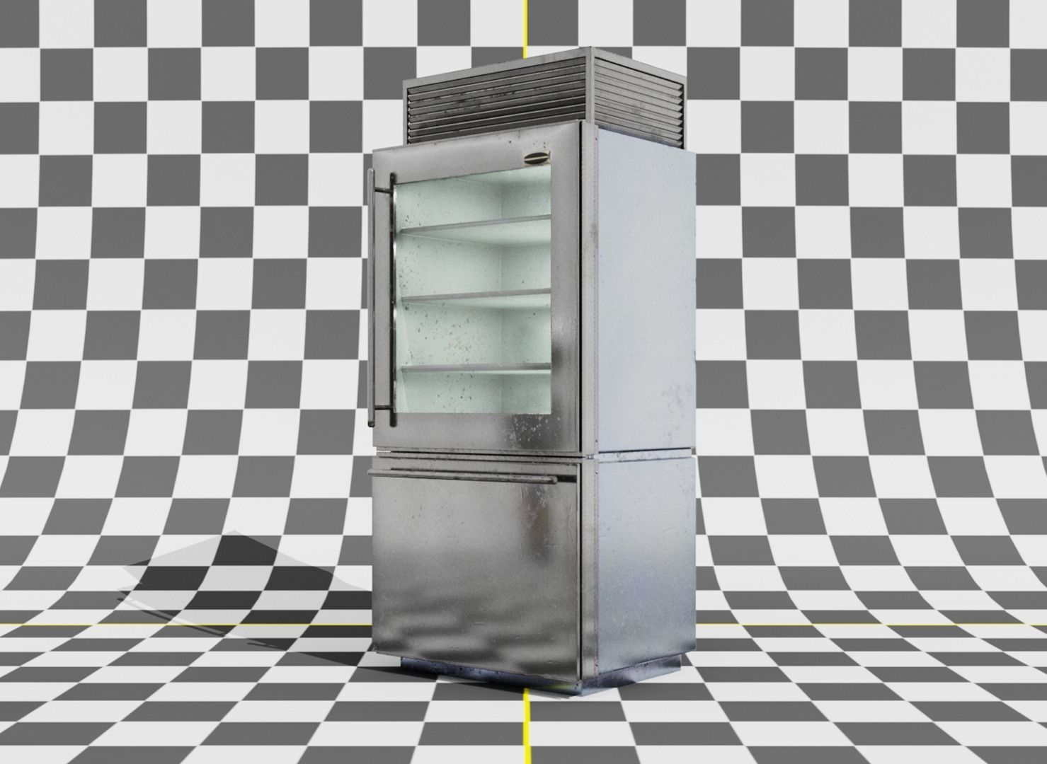 Metallic Refrigerator Low-poly 3D model_3