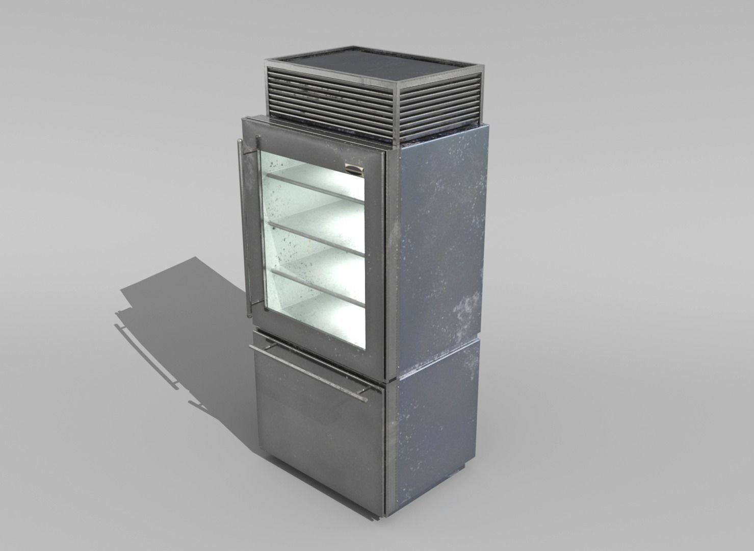 Metallic Refrigerator Low-poly 3D model_2