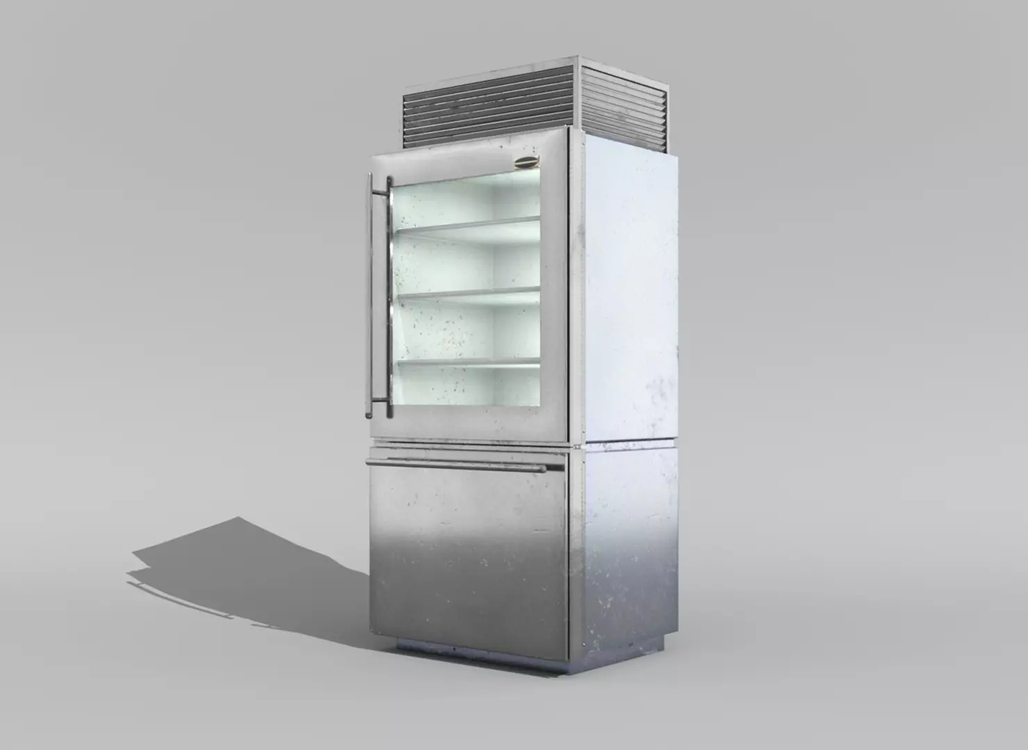 Metallic Refrigerator Low-poly 3D model_0