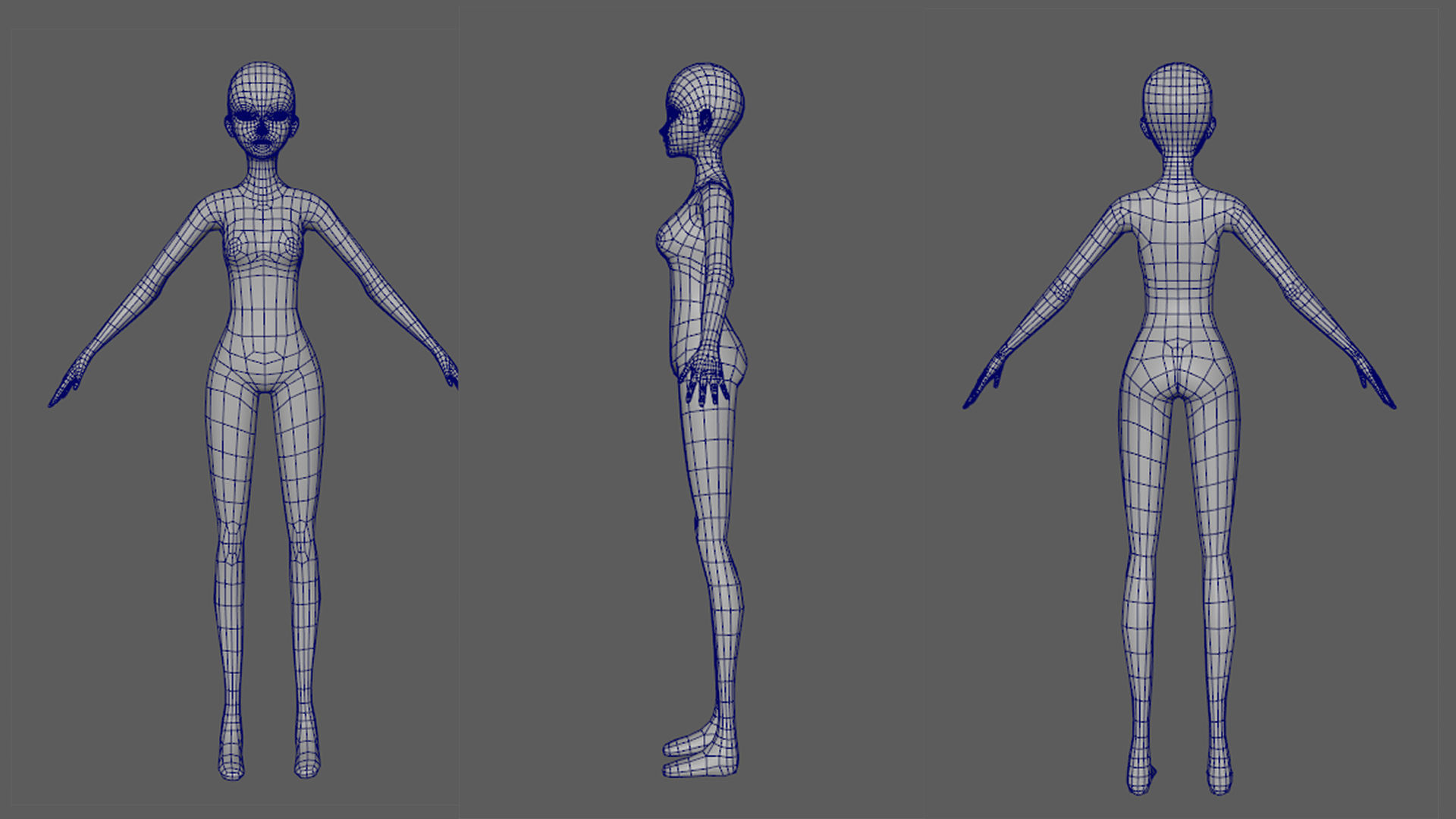 Anime Girl BaseMesh  Low-poly 3D model_4