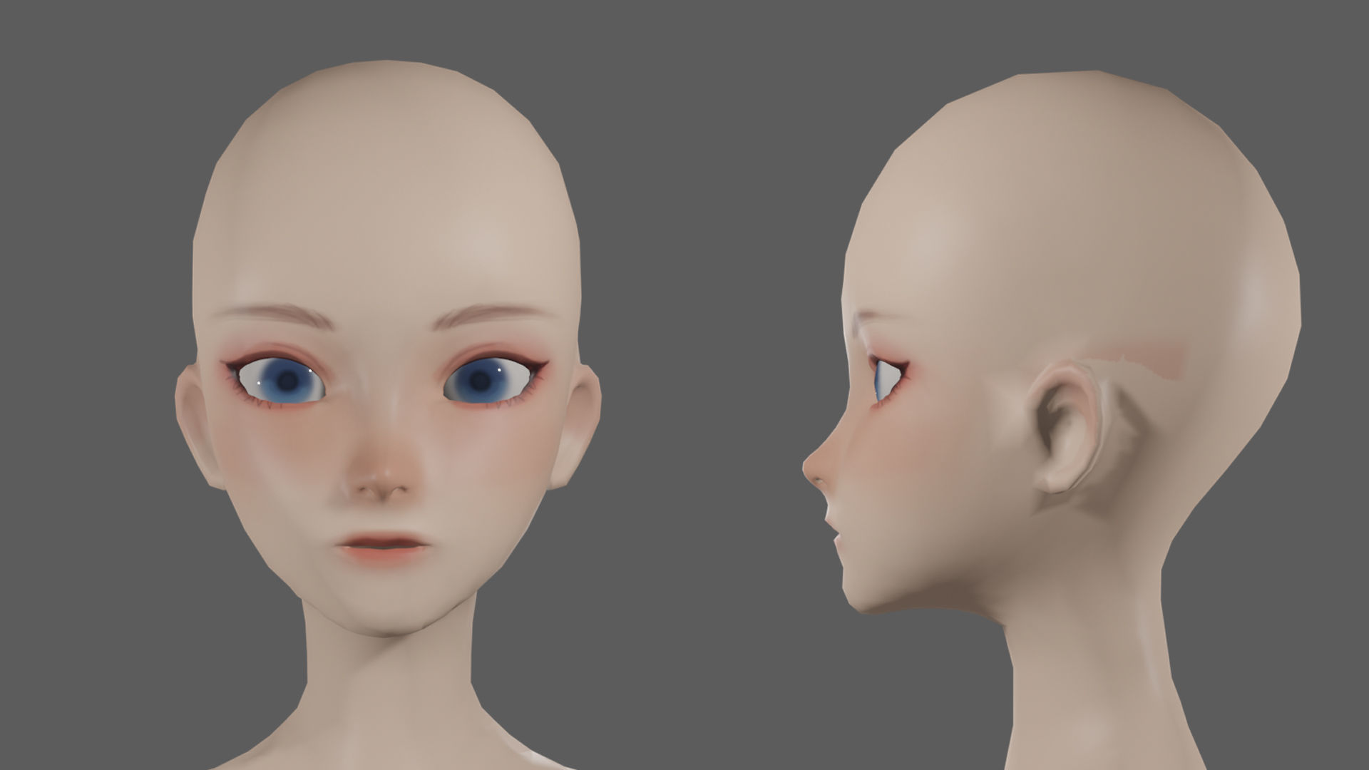 Anime Girl BaseMesh  Low-poly 3D model_1