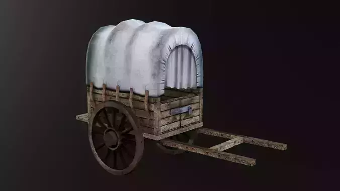 Wooden Cart low poly -3D model