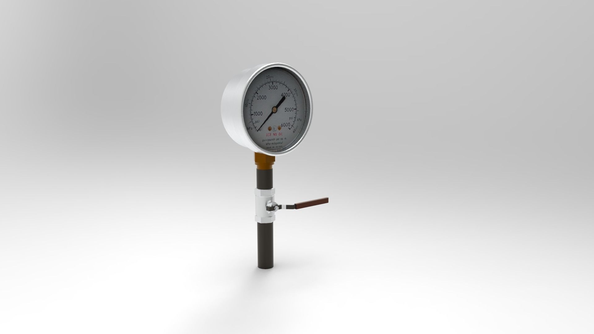 Pressure gauge ball valve 3 8 in 3D model 3D printable CGTrader