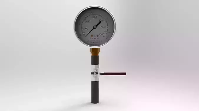Pressure gauge  ball valve 3 8 in 3D print model