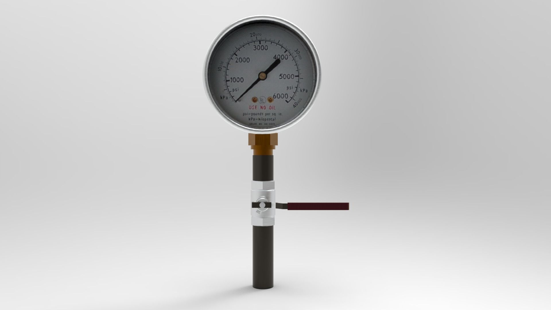 Pressure gauge ball valve 3 8 in 3D model 3D printable CGTrader