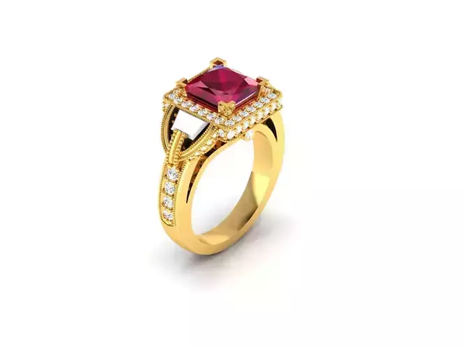 Women Princess Stone ring 3dm stl fbx obj render details