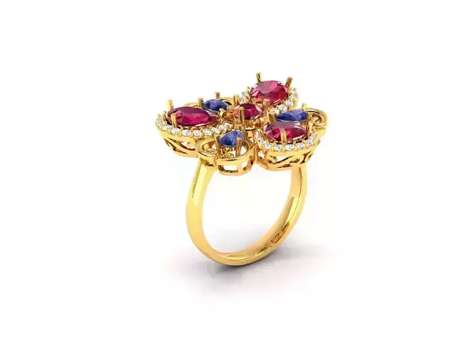 Women Pear Stone ring 3dm stl fbx obj render details 3D print model