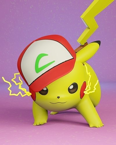 pokemon pikachu ash version 3D print model