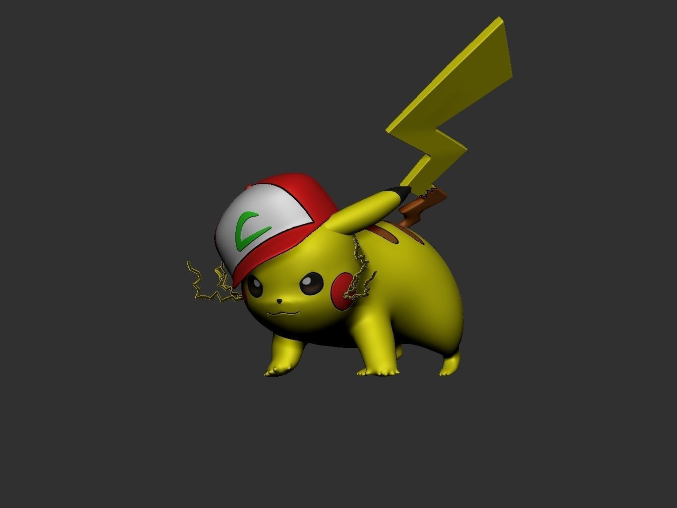 pokemon pikachu ash version 3D print model_5