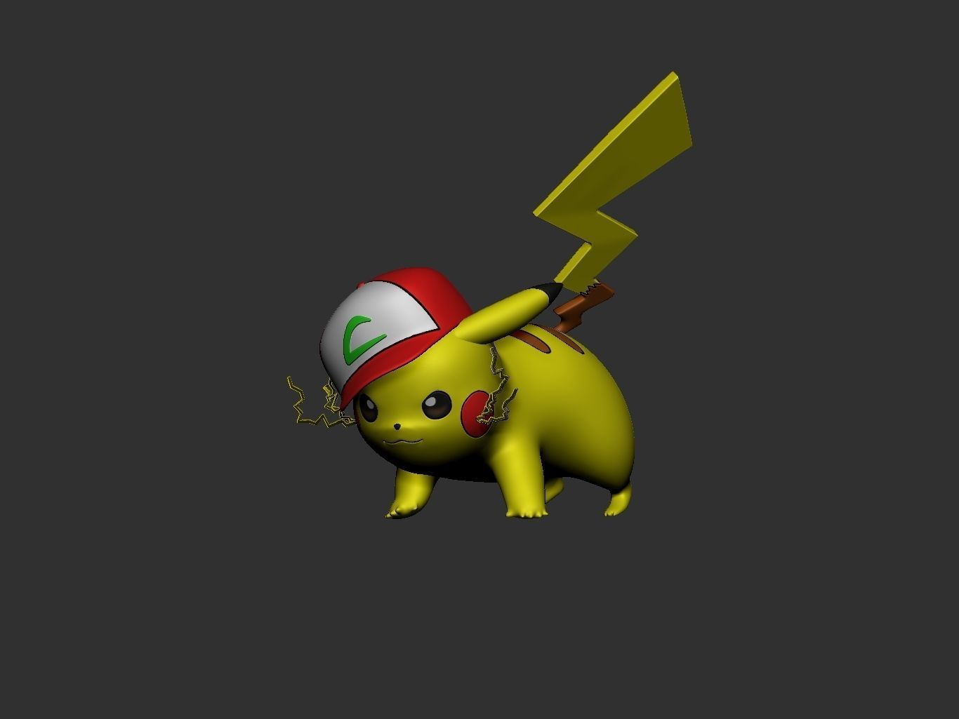 pokemon pikachu ash version 3D print model_4
